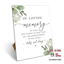In Loving Memory Wedding Sign With Stand, 8x10 Inch Wooden Decorative Green 1