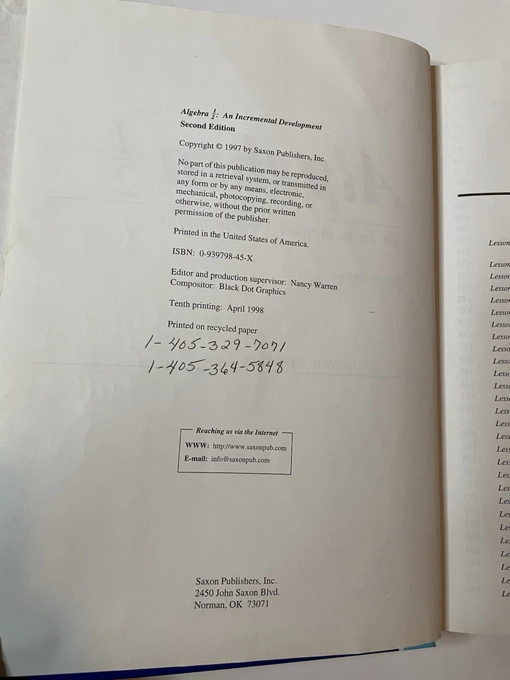 Saxon Algebra 1/2 (2nd Edition) Student Textbook, Solution Manual & Test Masters - Image 3 of 4