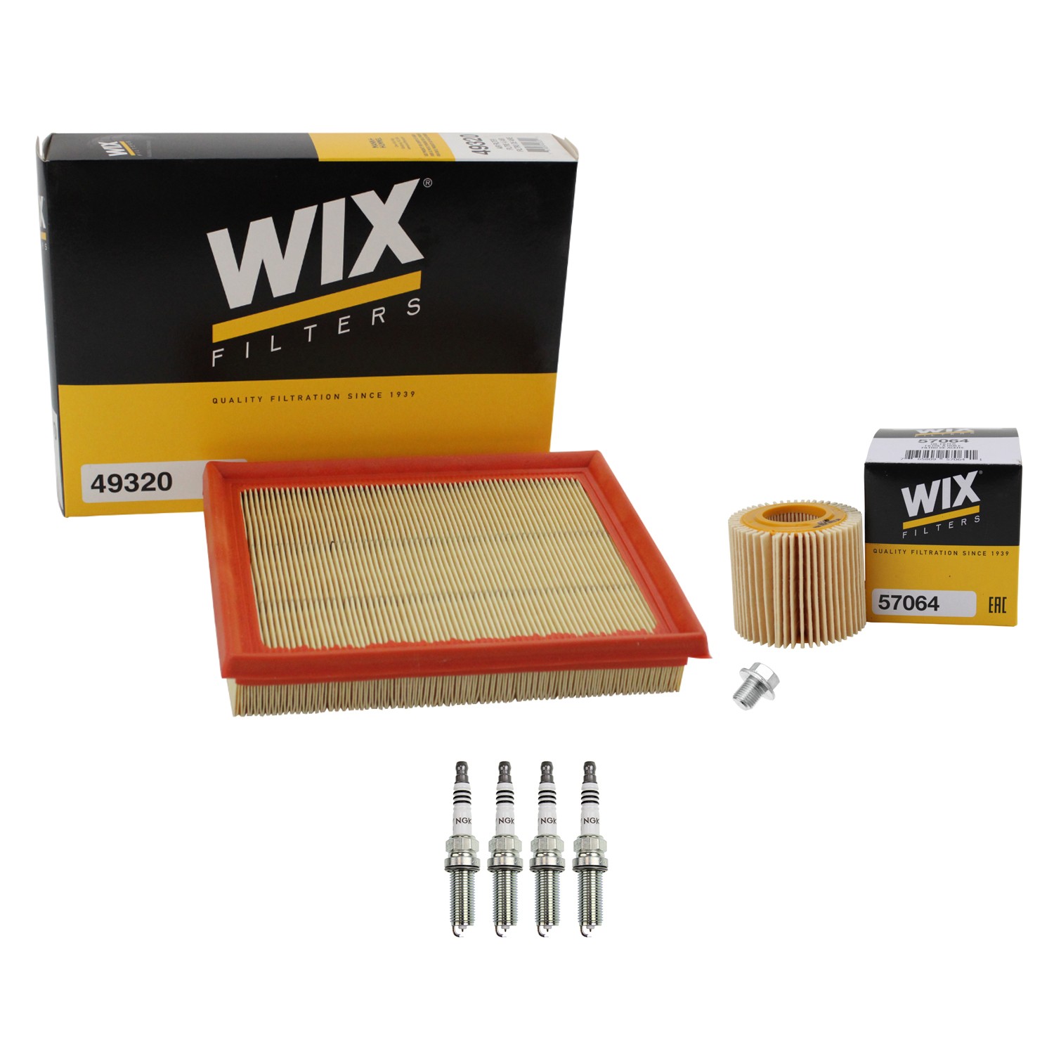 Wix Engine Air Oil Filter  NGK 4 Spark Plug Kit for Toyota Prius 1.8 L4 2ZR-FXE