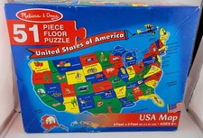 Melissa And Doug Floor Puzzle USA Map 51 Large Pieces Learning Toy