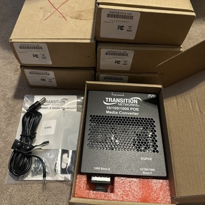 Transition Networks 10/100/1000 PoE Media Converter SGPOE1013-100 Lot of 6