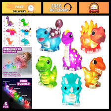 Light Up Dinosaur Bath Toys 6 Pack  Water-Activated Color Changing Sensory Fun