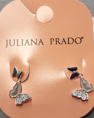 Juliana Prado Borboleta Butterfly Cubic Zirconia Earrings 20mm Sterling Silver