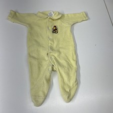 VTG Sears Winnie The Pooh Terry Sleeper Footie Pajamas Yellow Newborn