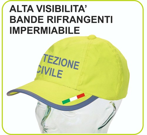 cappellino Protezione Civile alta visibilità bande rifrangenti impermeabile  | eBay