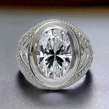 Moissanite Gemstone With 925 Sterling Silver Groom Ring For Men's #AL836