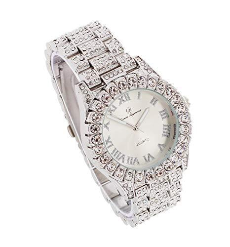 Luxus Herren Tennis Kreuz Halskette mit Diamant Quarz Armbanduhr mit Armband Set - Bild 52 von 121