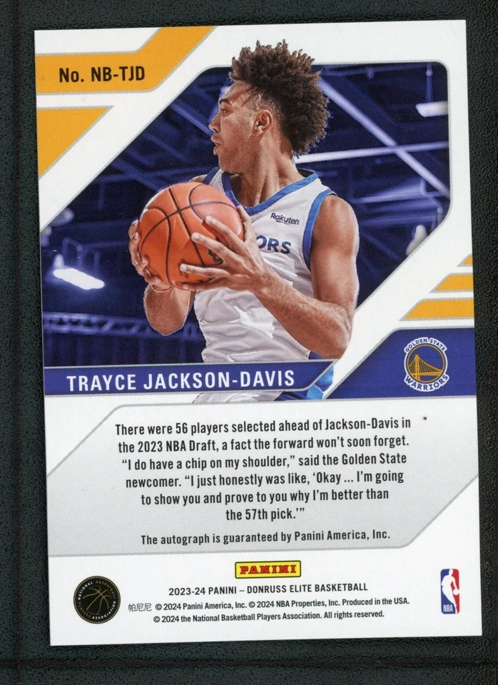 2023-24 TRAYCE JACKSON DAVIS AUTO PANINI DONRUSS ELITE NEW BREED RC AUTOGRAPHS - Image 2 of 2