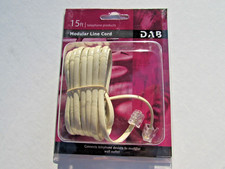 NEW 15 FT. RJ11 modular 4wire Phone Line Flat Extension Cord - Ivory