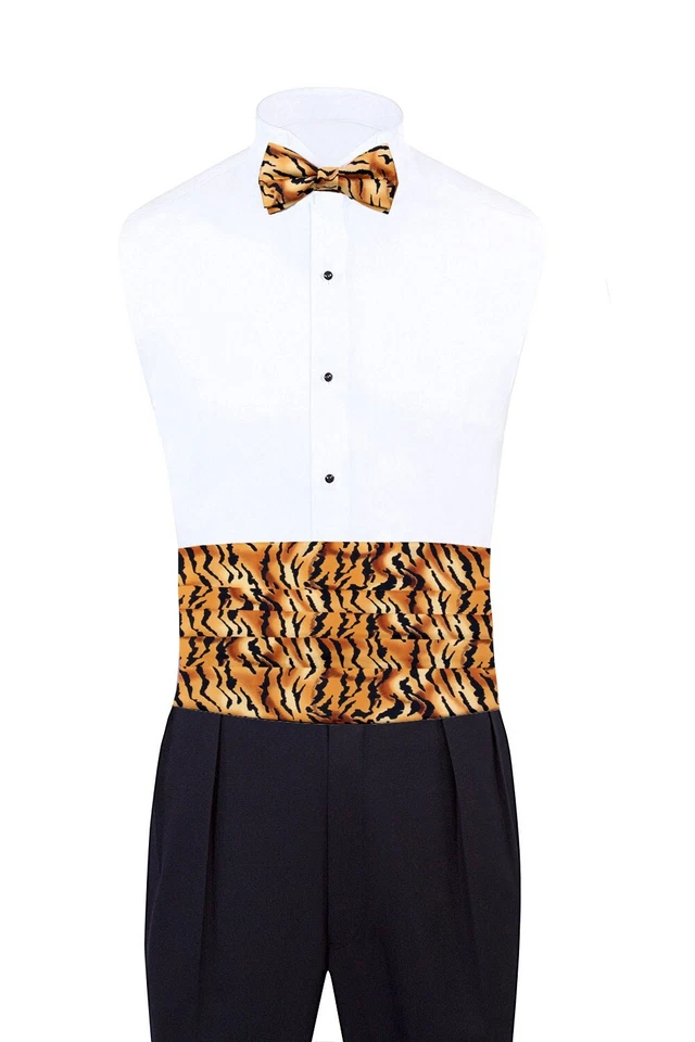 Conjunto de pañuelos de pajarita con estampado de animales de tigre para hombre formales fiestas bodas Foto 2 de 4