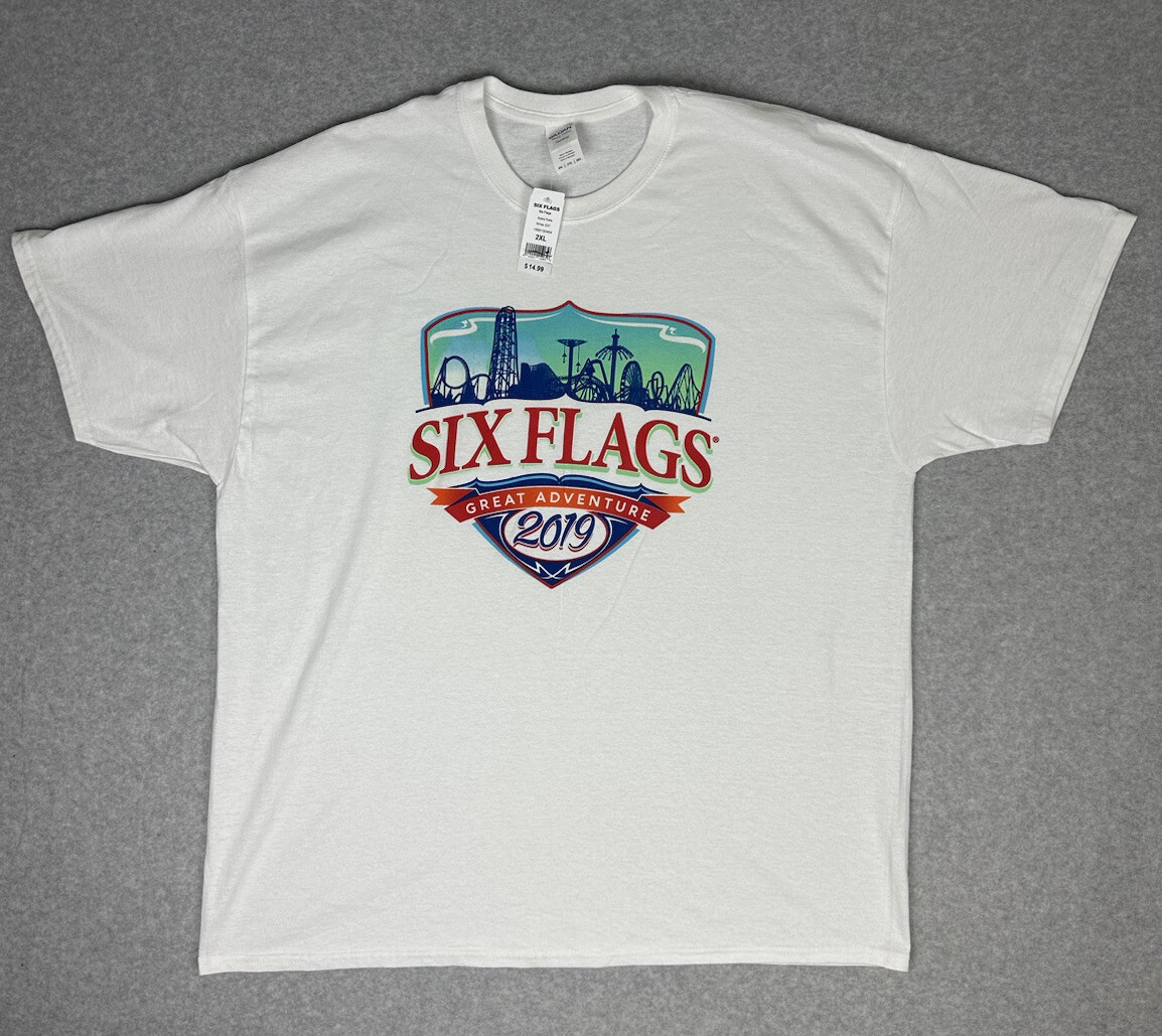 Six Flags New England 2019 2XL NWT White T-Shirt Amusement
