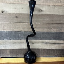 Art Glass Black Swirl Tall Vase Made In Poland 23.5  