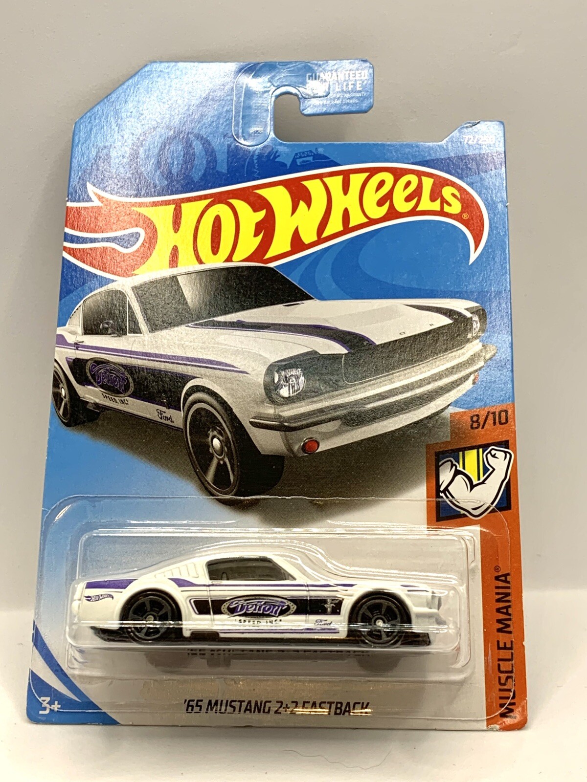 '65 Ford Mustang 2+2 Fastback Hot Wheels 2019 Muscle Mania #72 White 1:64