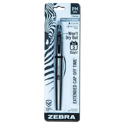 Zebra 65111 PM-701 Black Ink Stainless Steel Permanent Marker With