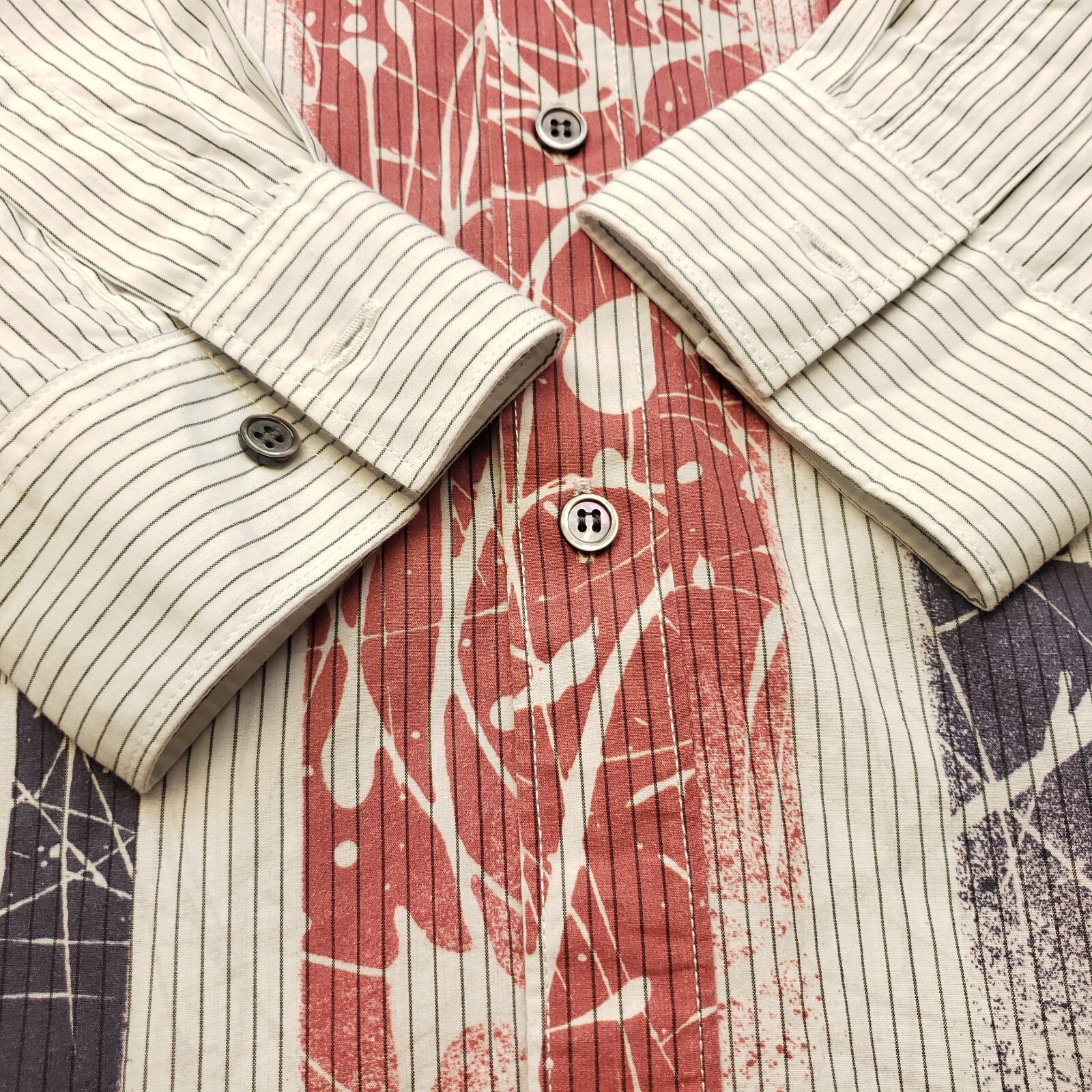 Pretty Green Mens Shirt Union Jack Small Slim Fit White Striped RRP £85 image 10