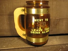 Went To P Pee Leave This Drink Alone Funny Brown Glass Beer Barrel Mug