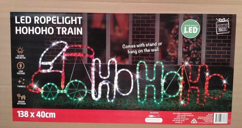 138cm HoHoHo Xmas Train Red Green White LED Flashing Christmas Display w Stand - Picture 3 of 4