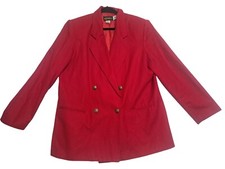 Vintage Requirements Red Tweed Wool Blazer, Size 16, Classic Career Workwear