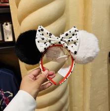 NWT Disney, Parks 101 Dalmations Cruella Faux Fur Plush Ears Headband -