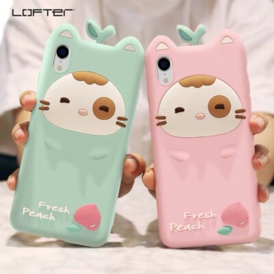 LOFTER Cute Cartoon Kitty Design Silicone Soft 3D Case iPhone X/XS/XR/XS Max