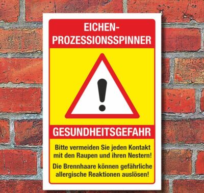 Schild Eichenprozessionsspinner Allergie Gesundheitsgefahr 3 mm Alu-Verbund