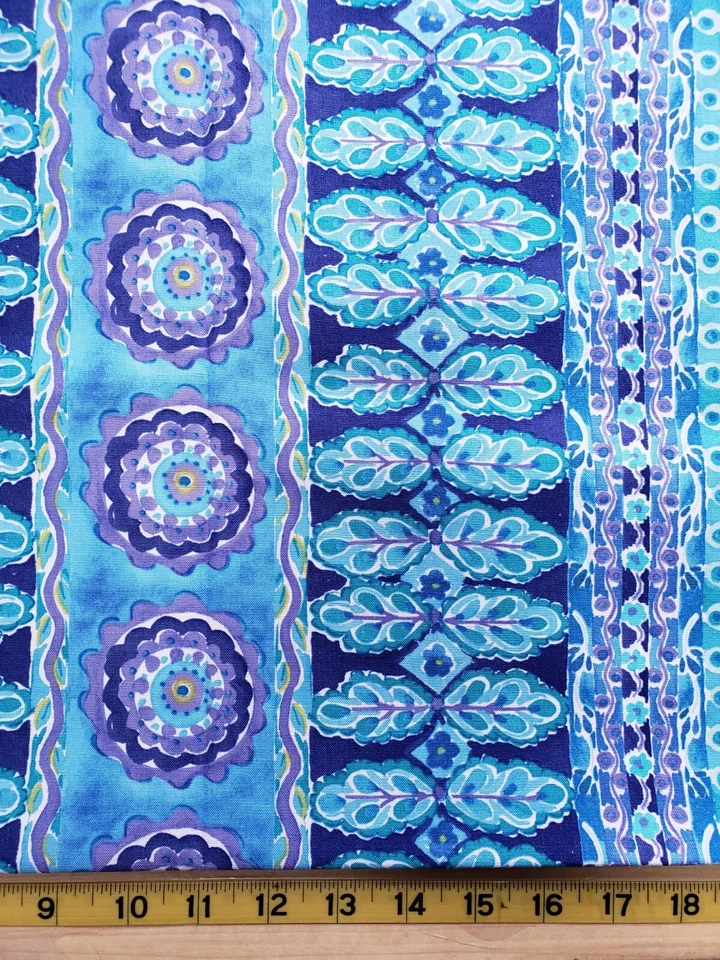 Tela FreeSpirit pintada jardín brezo por Dena azul púrpura floral 58" x 43" Foto 3 de 4