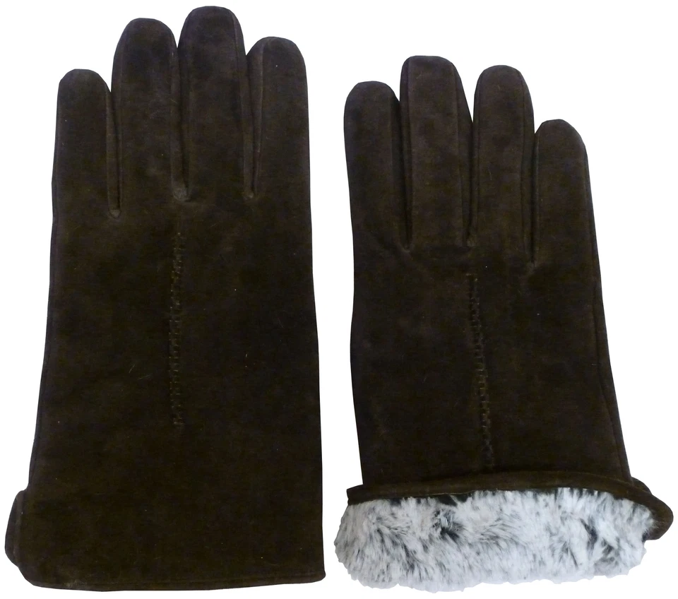 N'ICE CAPS NICE CAPS Mens Adults Genuine Suede Leather Driving Winter Plush Lined Glove