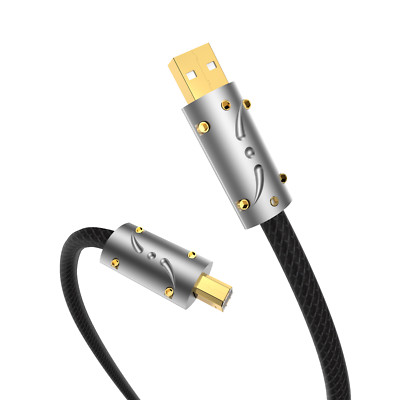 Viborg Solid Core Pure Silver 2x Shielded Cable Gold 2.0 USB A - B DAC Decoder