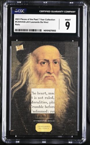CGC 9 MINT Leonardo Da Vinci Authentic Relic 2023 Pieces Of The Past CANVAS-LAV - Picture 1 of 4