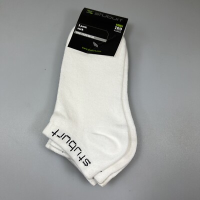 Stuburt Golf 3er-Pack weiße Baumwollmischung Trainer Knöchelsocken. UK Größe 6-11