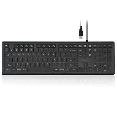 PERIBOARD210II US Wired Full Size USB Keyboard Quiet Scissor Keys Black 1 PCS