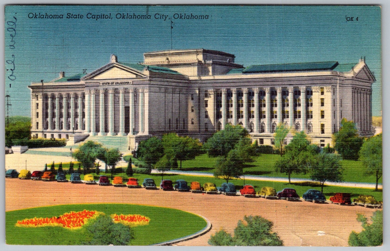 Vtg Linen Postcard Oklahoma State Capitol Oklahoma City, OK 1940s