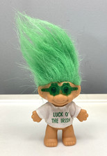 Vtg Russ Troll 3 inch Luck O' The Irish 90s Troll - Green Hair, Glasses