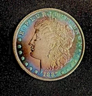 1887-P Incredible Rainbow Toned Monster Morgan Dollar
