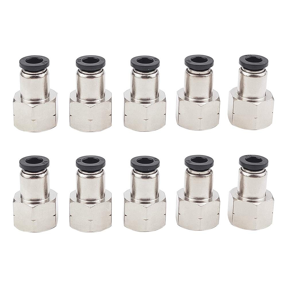10 Pack Pneumatic Female Straight 1/4 Inch Tube OD 1/4
