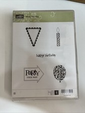 Retired Stampin Up Party this Way Set Candle Birthday Balloon Stamps -UNUSED