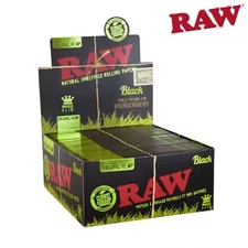 RAW BLACK ORGANIC HEMP KING SIZE SLIM ROLLING PAPER 50count BOX - 100% Authentic