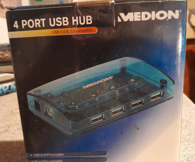 medion 4 port usb hub  usb 1.0 & 2.0 compatible #3435