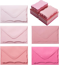 100 Mini Envelopes with Note Cards 5 Colors Small Greeting Card Set