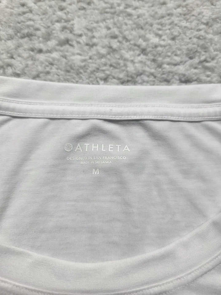 Athleta Women's White Tank Top Size Medium Round Neck - Image 2 of 4