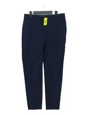 Mango Women's Suit Trousers UK 12 Blue Cotton with Elastane Straight Dress Pants