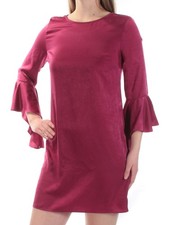 BAR III Womens Burgundy Back Bell Sleeve Above The Knee Party Shift Dress S