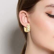 PANDACH 925 Sterling Silver Retro Starlight Square Hoop Earrings For Women Gifts