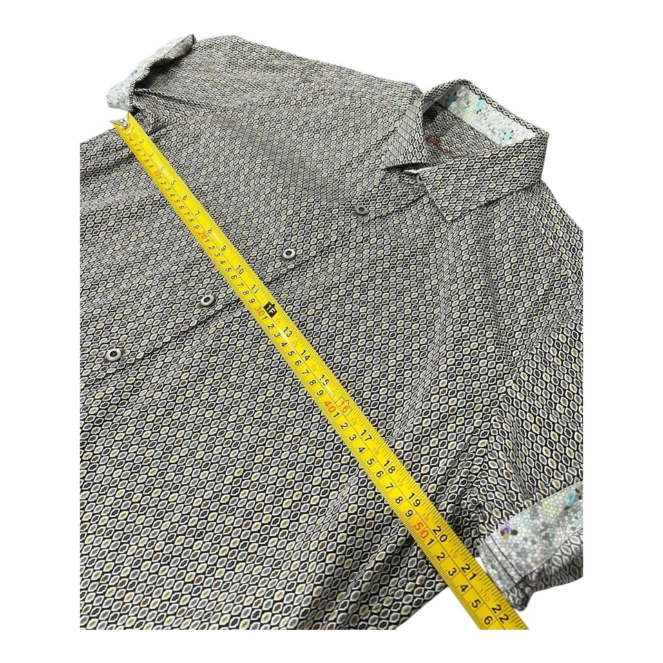 Robert Graham Button Down Shirt Short Sleeve Patterned Designer Size M Summer - Image 3 of 4