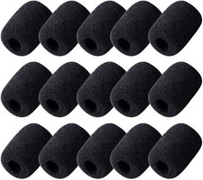 Mini Foam Microphone Covers - 15 Pack for Headset and Lapel Microphones in Black