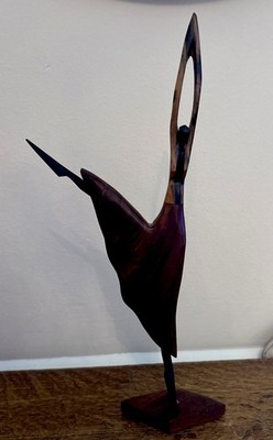 Vintage Mid Century Modern Holz Tänzerin Skulptur geschnitzt Ballerina Frau Figur