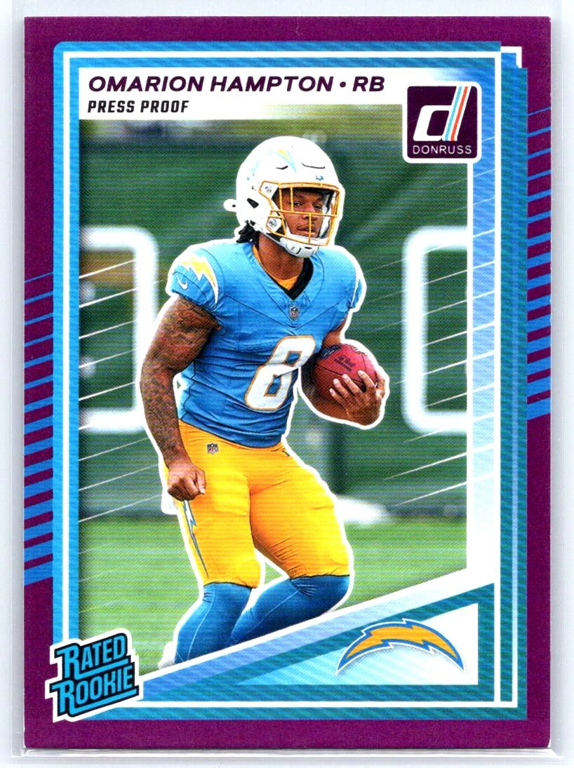 2025 Donruss #303 Omarion Hampton Purple Press Proof