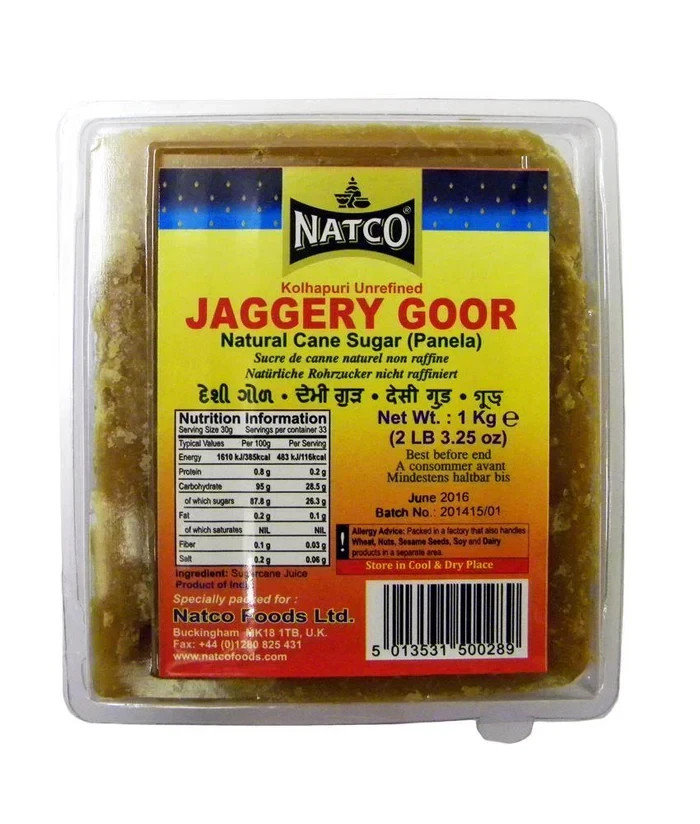 Natco -Jaggery Goor (kolhapuri unrefined) Cane sugar Panela -1kg