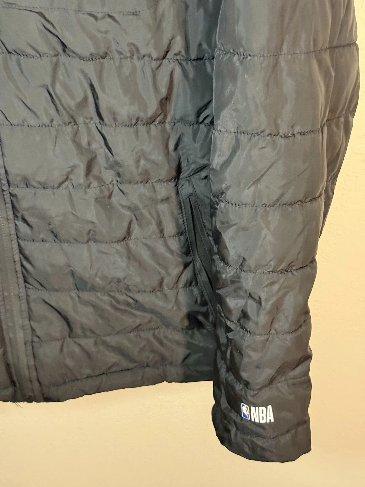 Mens NBA Lightweight Packable Puffer Zip Front Hooded Jacket Size M - product detail image 13