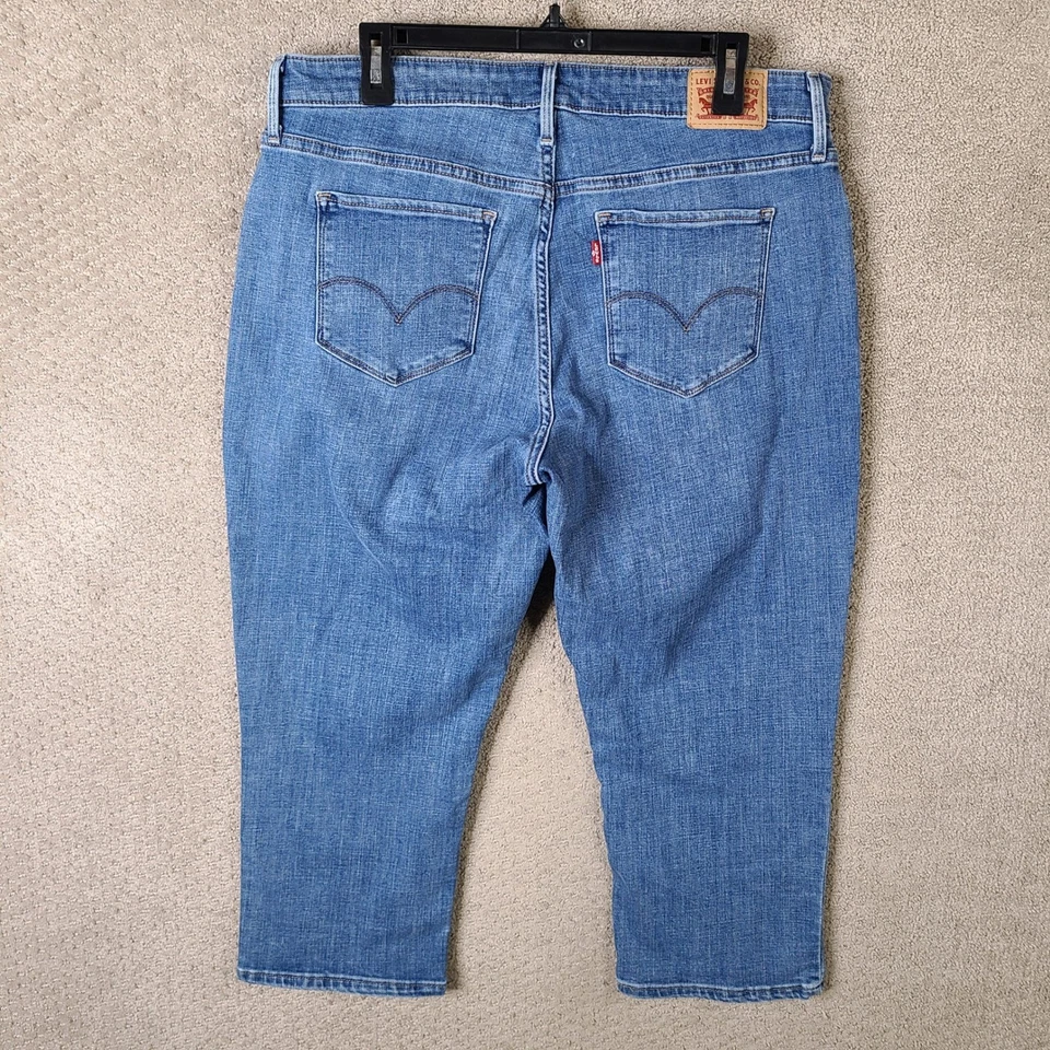 Levis Jeans Womens Plus 18W Blue Capri Mid Rise Medium Wash Denim Stretch - Image 3 of 4